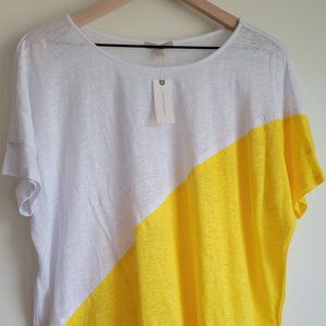 Bordeaux Anthropologie NWT M Linen Yellow White T